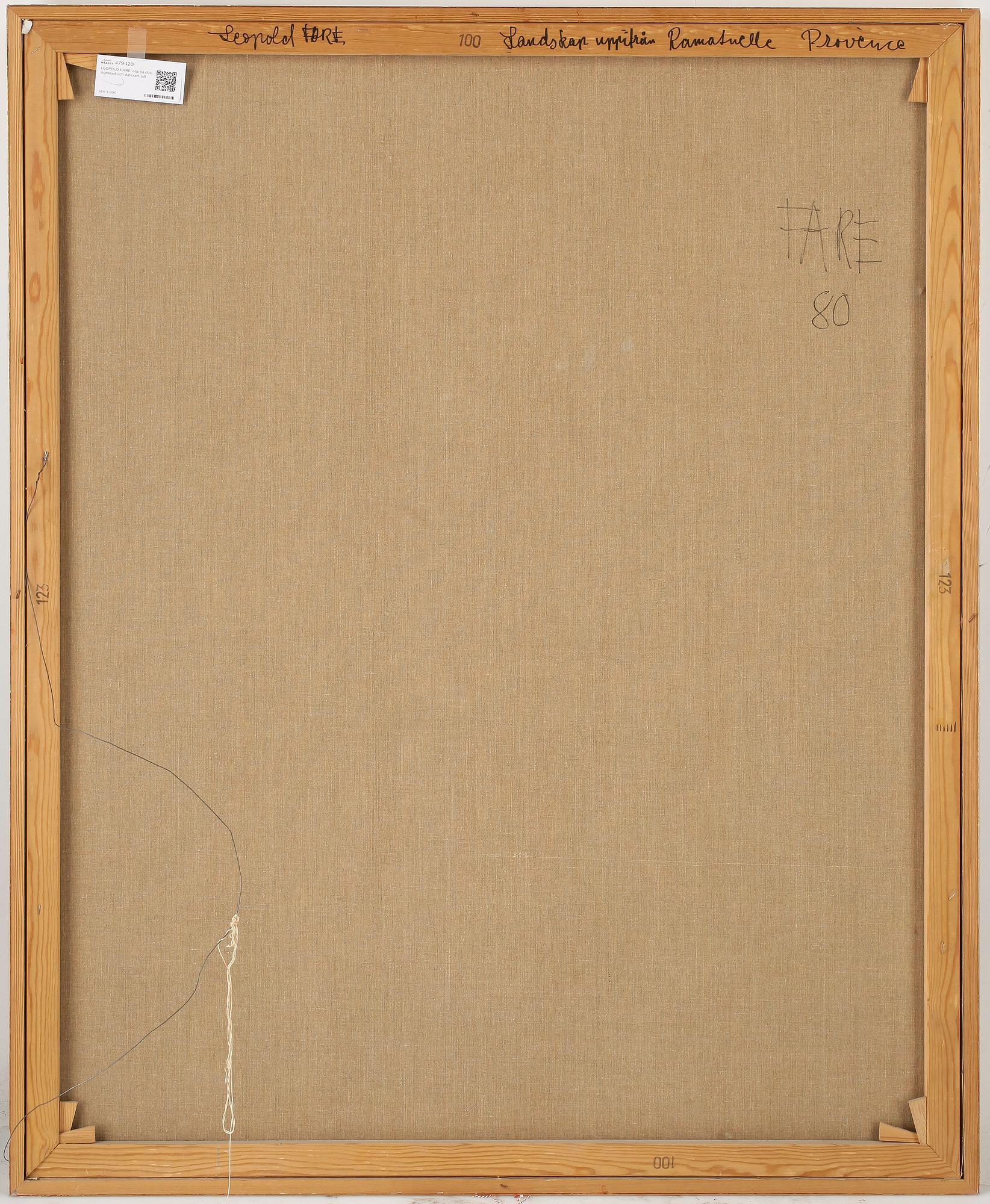 LEOPOLD FARE, olja på duk, signerad och daterad 80.