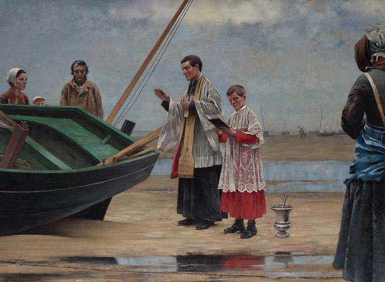 August Hagborg, 'Fiskebåten välsignas' (The ceremony of blessing of a fishing boat / Bénédiction d'une barque).