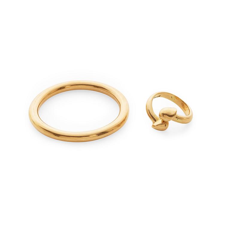 A set of two Kristian Nilsson 18k gold pieces of jewelry, Stockholm 1984 and 1982.