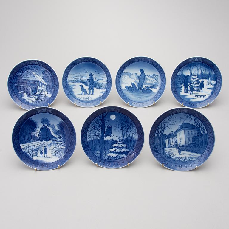A set of 38 porcelain Christmas plates, Royal Copenhagen, Denmark, 1966 + 1973-2009.