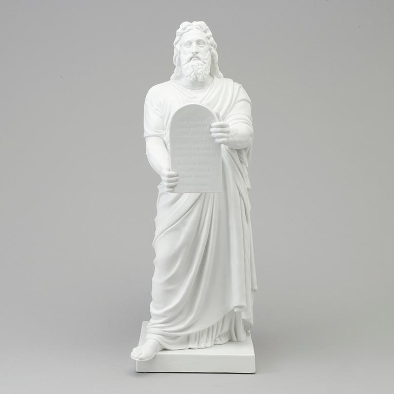 BERTEL THORVALDSEN, efter. SKULPTUR, biskvi. "Moses och stentavlorna". Bing & Gröndahl, Danmark, 1800-tal.