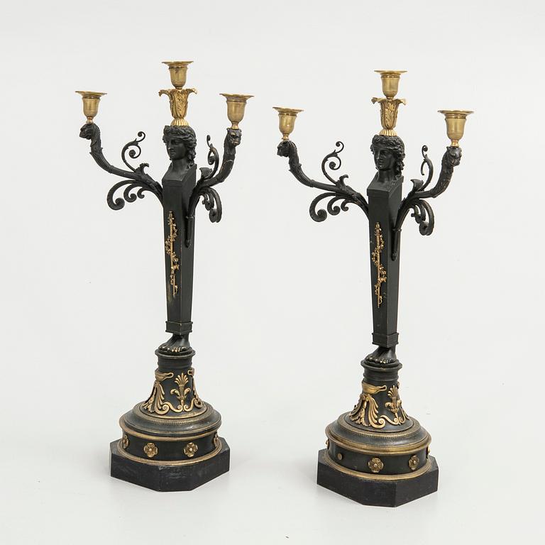 Candelabra, a pair, Empire style, mid-19th century.