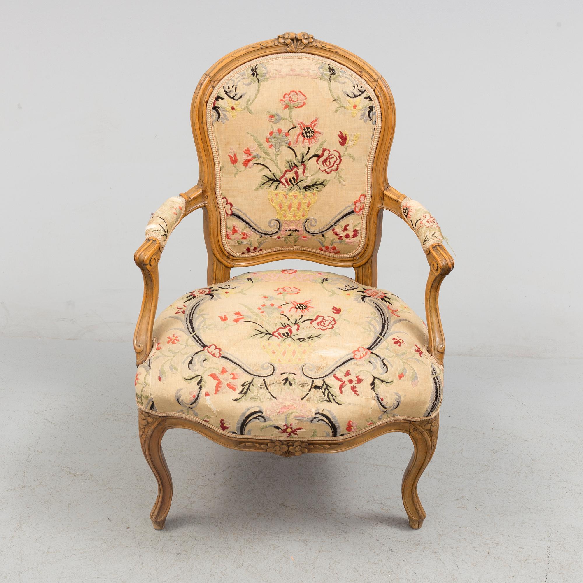 A mid 18th century rococo armchair.