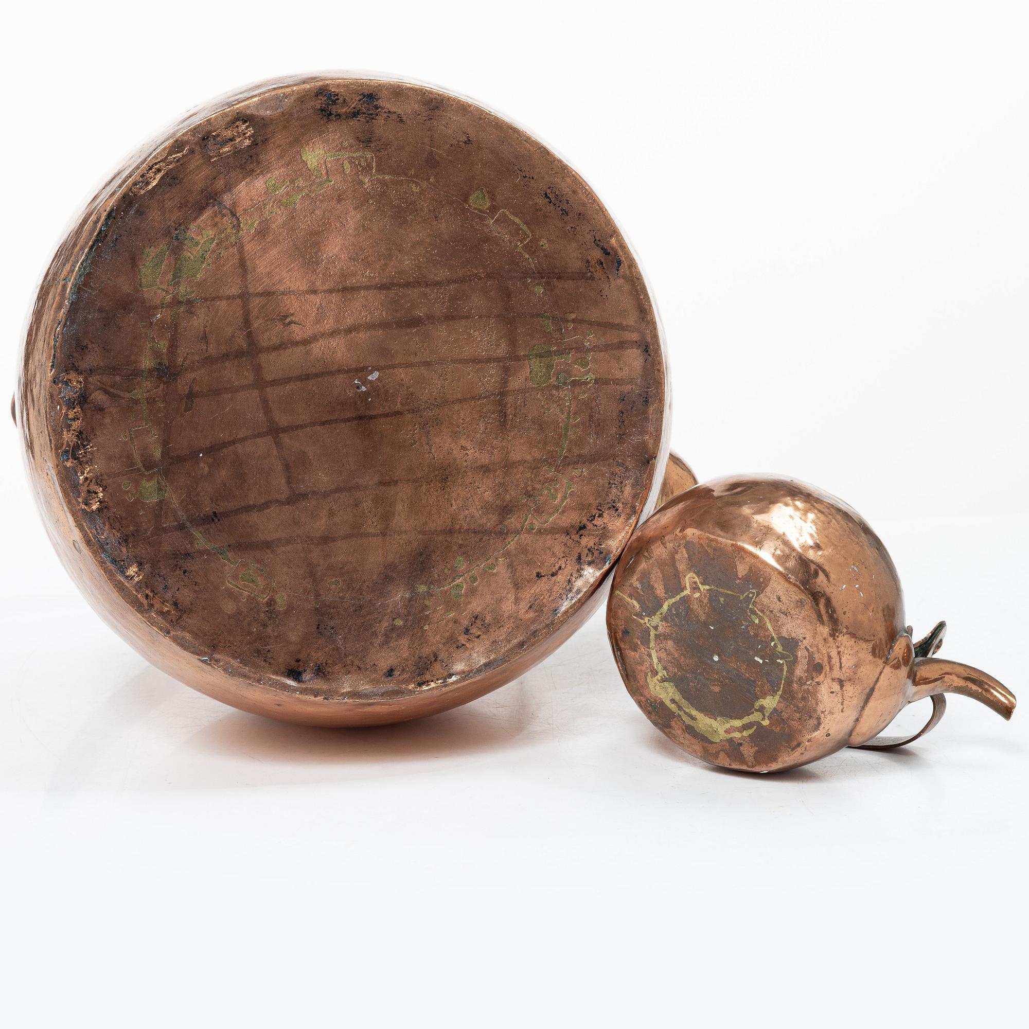 Coffee pots, 2 pcs, copper, Sweden, 18th/19th century.