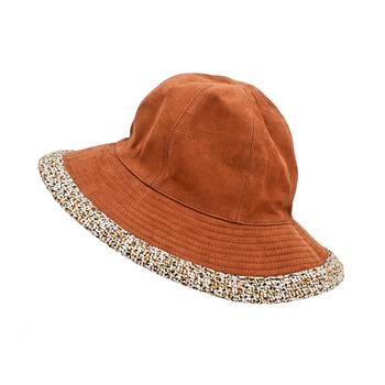 HERMÈS, a brown suede hat, size 58.