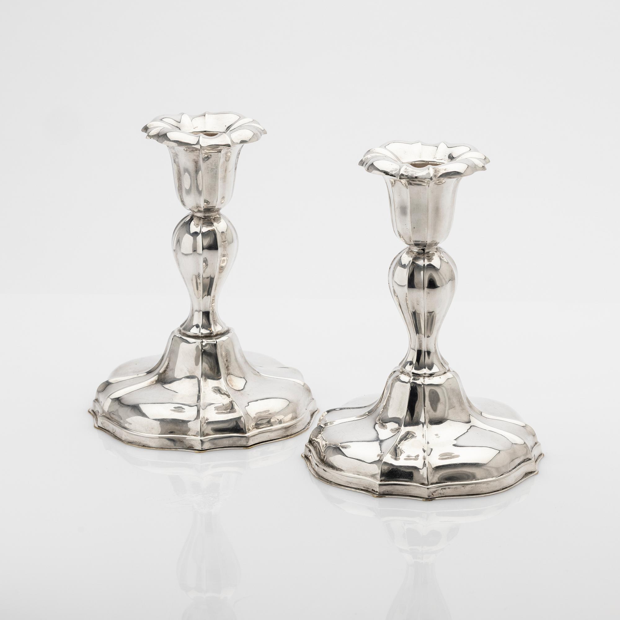 Candelabras, silver, Rococo style, 20th century.