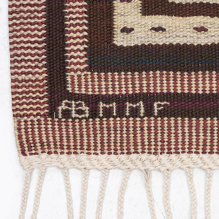 Ann-Mari Forsberg, a carpet, "Tvistrutan", flat weave, c. 275 x 195 cm, signed AB MMF AMF.