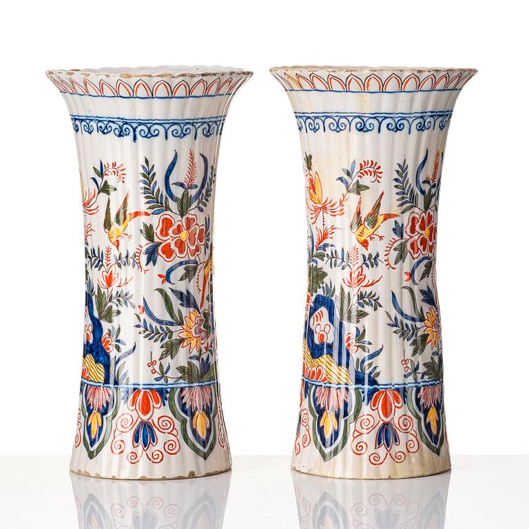 A Dutch five-piece faience garniture, Delft, late 18th Century.