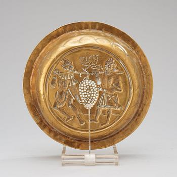 A brass alms bowl, Southern Germany, probably Nuremberg, 16th century.