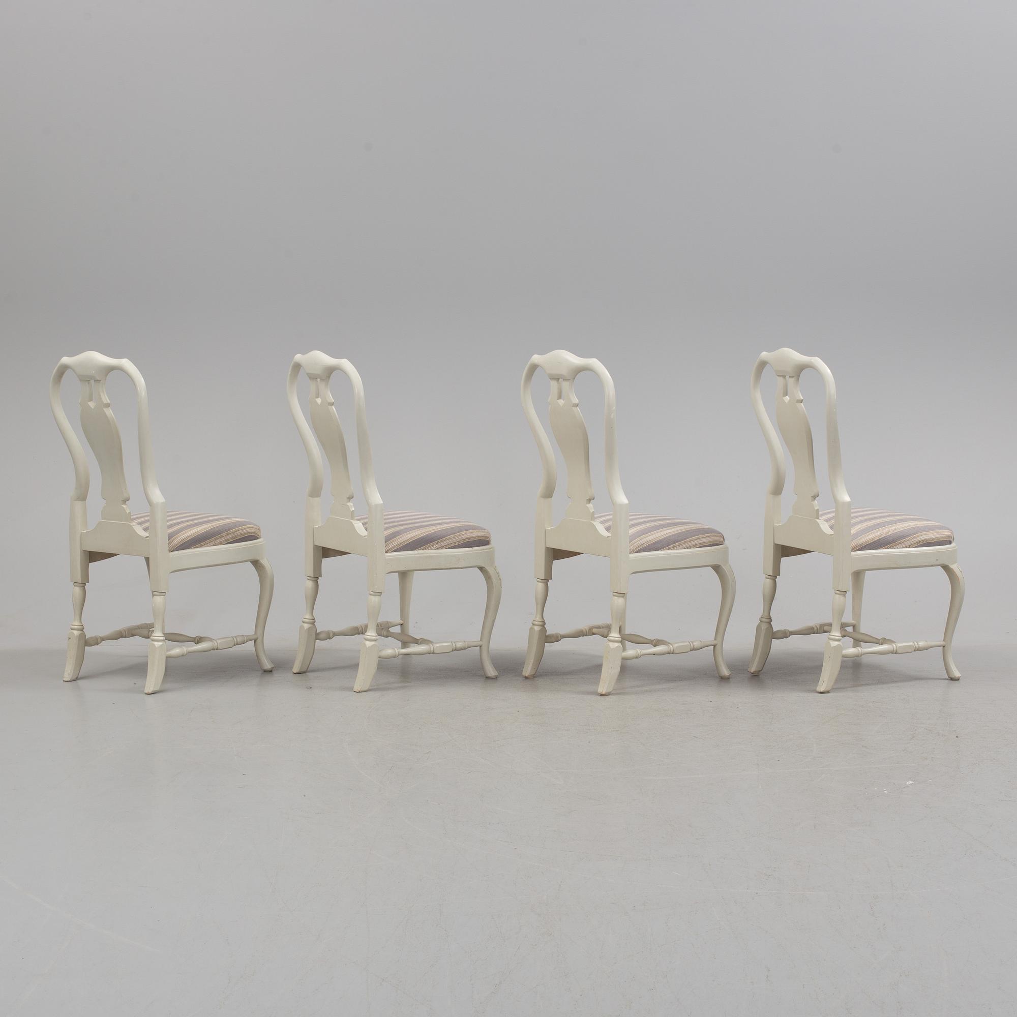 A set of four rococo style chiars, second half of the 20th century.