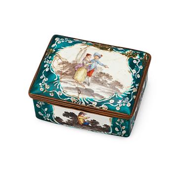 A Rococo 18th century enamel box with two erotic scenes.