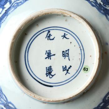 A blue and white 'immortals' bowl, Tianqi/Chongzhen 1620/30's.