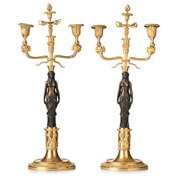 121. A pair of two-light candelabra, Vienna circa 1800.