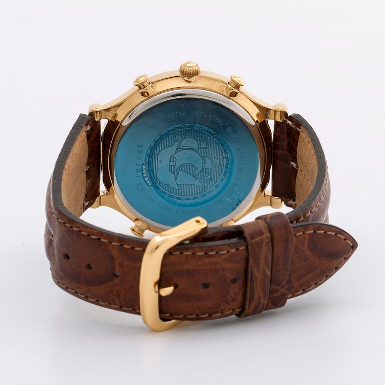 SEIKO QUARTZ World Time Chronograph, 39 mm, stainless steel and plated.