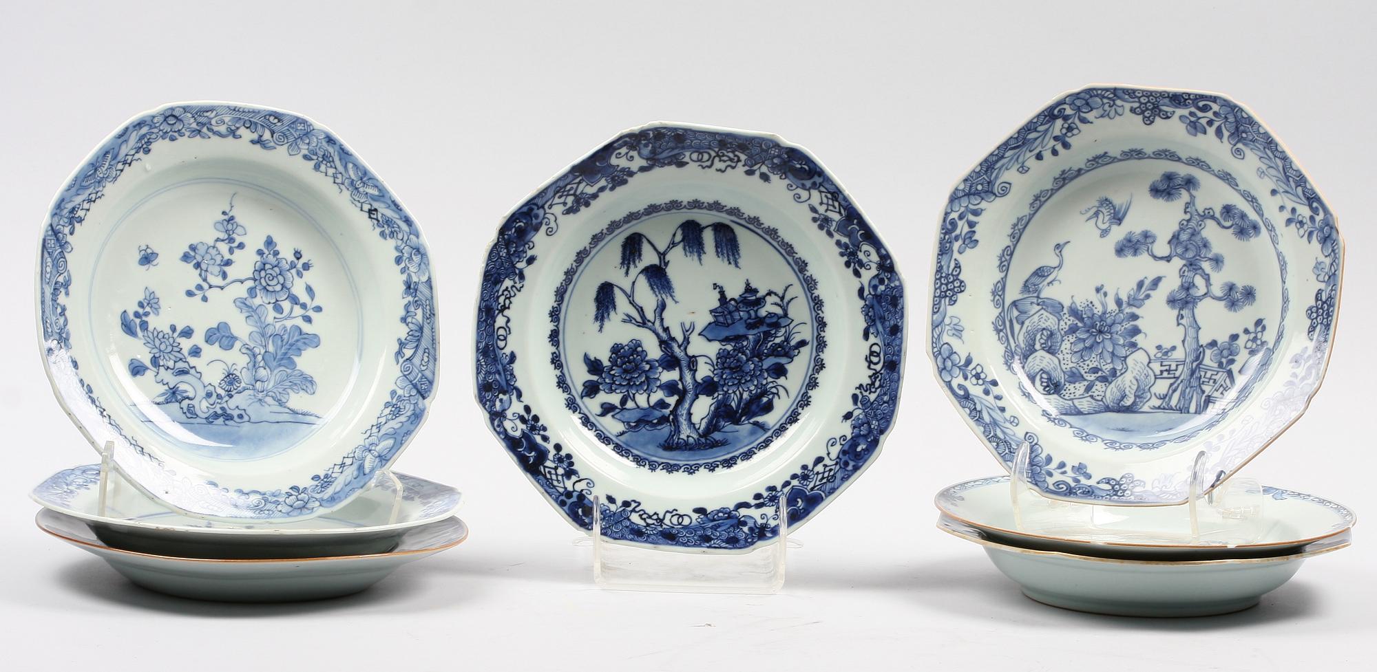 TALLRIKAR, 7 ST, porslin, Qianlong, KINA. 1700-tal.
