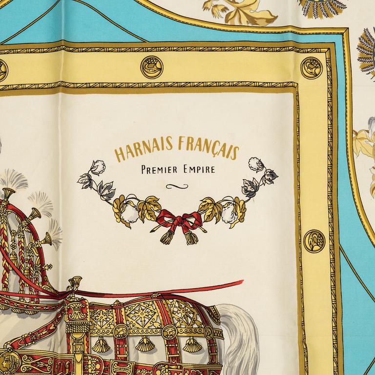 Hermès, scarves, 2 st, "Perruches" & "Harnais Français Premier Empire".