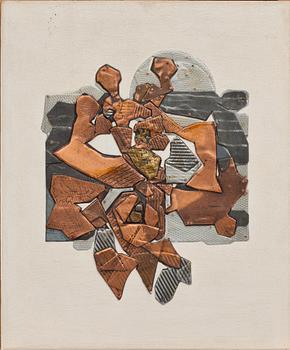 PAOLO BONI, blandteknik med metallrelief, signerad.