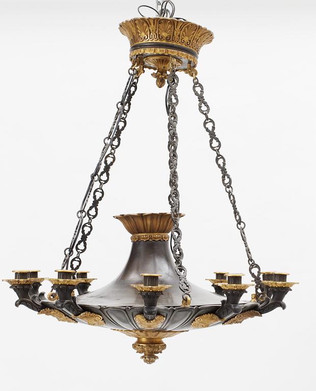 A late Empire first half 19th century ten-light hanging-lamp.