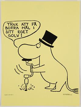 TOVE JANSSON, six Moomin posters from Bull's Presstjänst, Art Work Shop, 1960's.