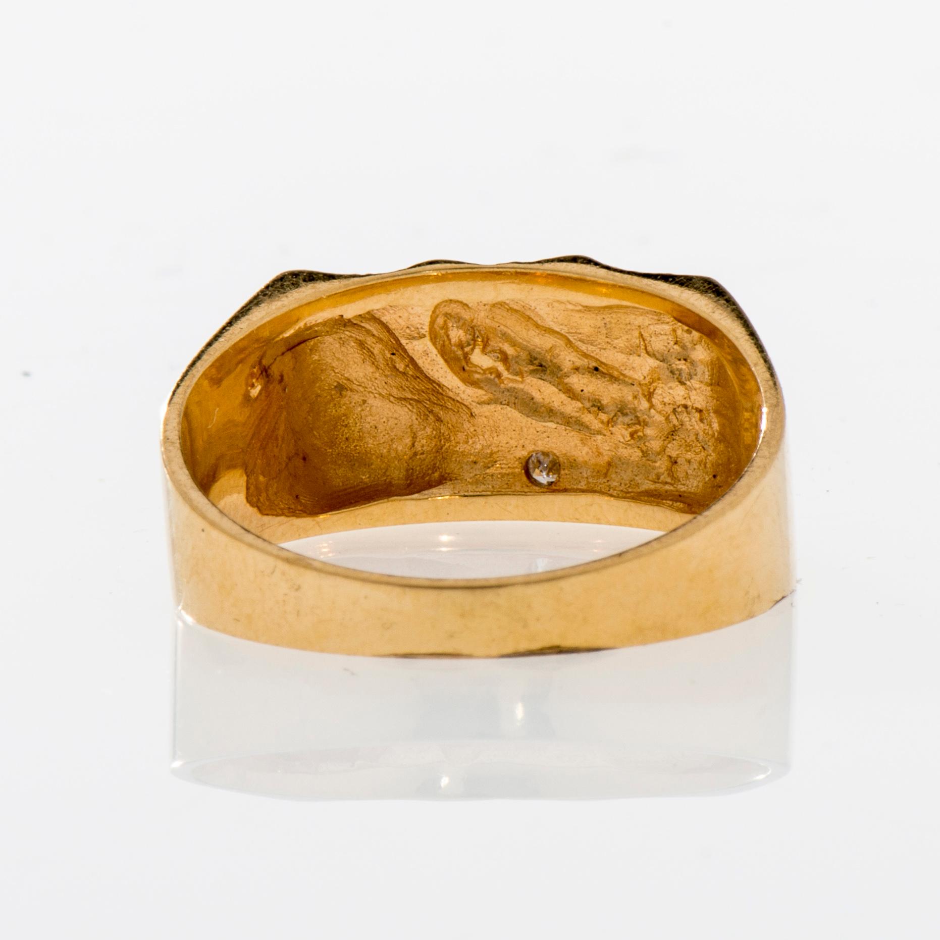 RING, 18K guld, 8/8-slipad diamant. W&A, Sverige. Vikt ca 5,7 g.