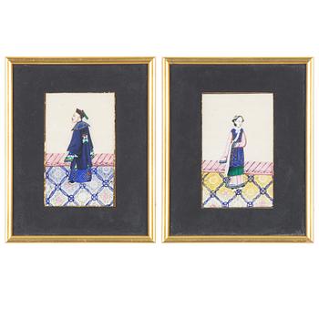 Two Chinese paintings, Qing dynasty, 19th Century.