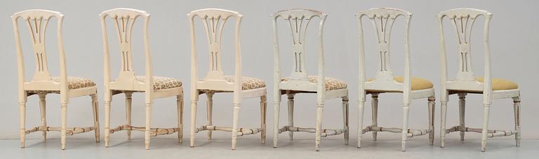 A set of six Gustavian chairs.
