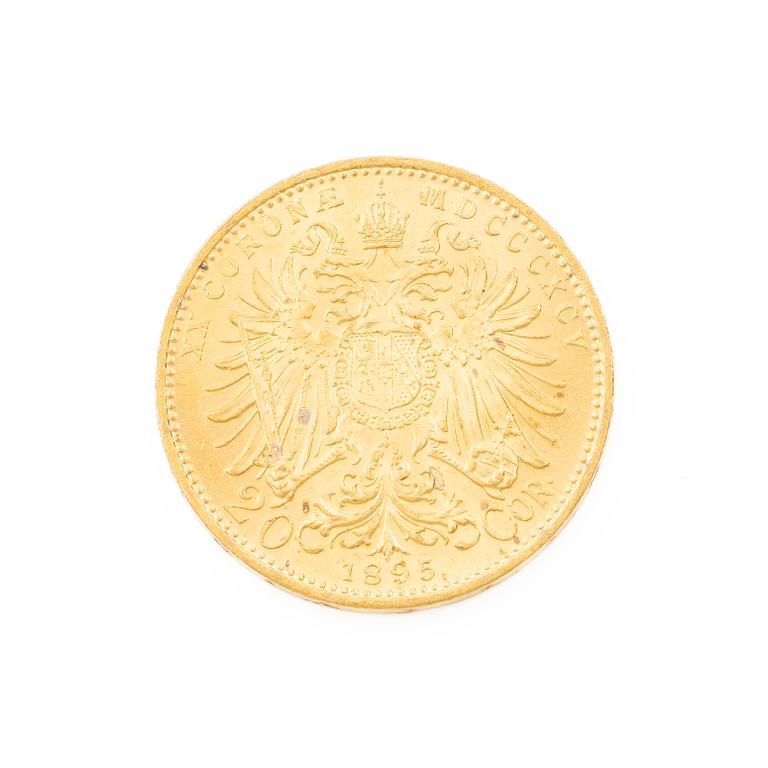 Gold coin, Austria-Hungary, 20 Corona, 1895.