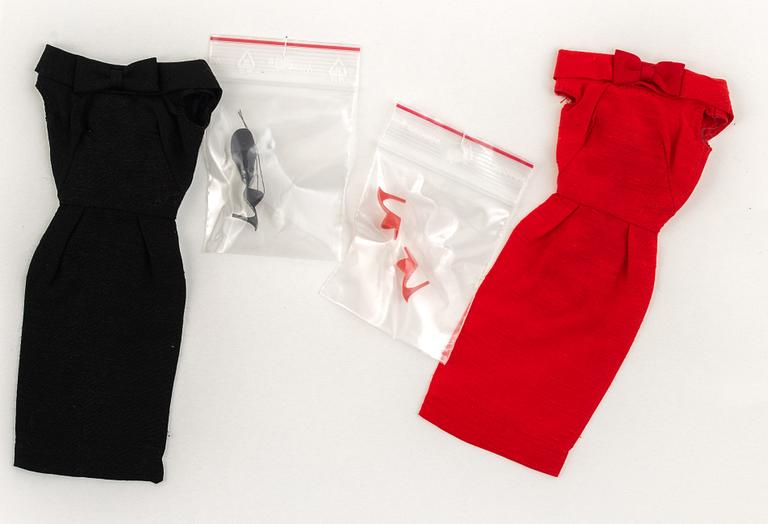 Clothing sets, Barbie, 4 pcs, including "Evening Slendour 961" & "Brides Dream 947", Mattel, 1960s.