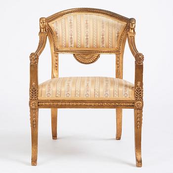 A Royal Swedish empire armchair attributed to N C Salton (master 1817-29).