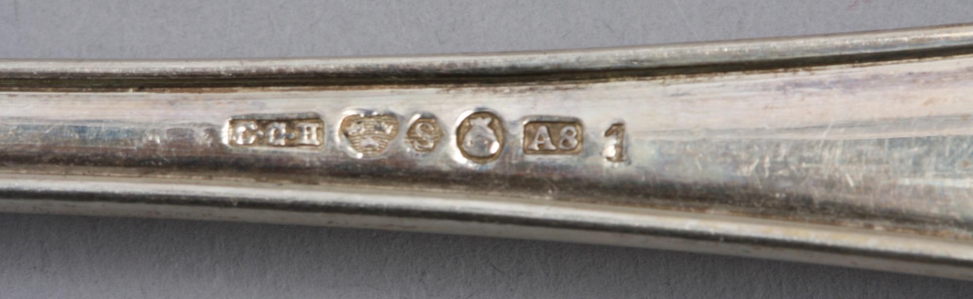 SKEDAR, 12 st, silver, bla CG Hallberg resp GAB, 1900-tal.