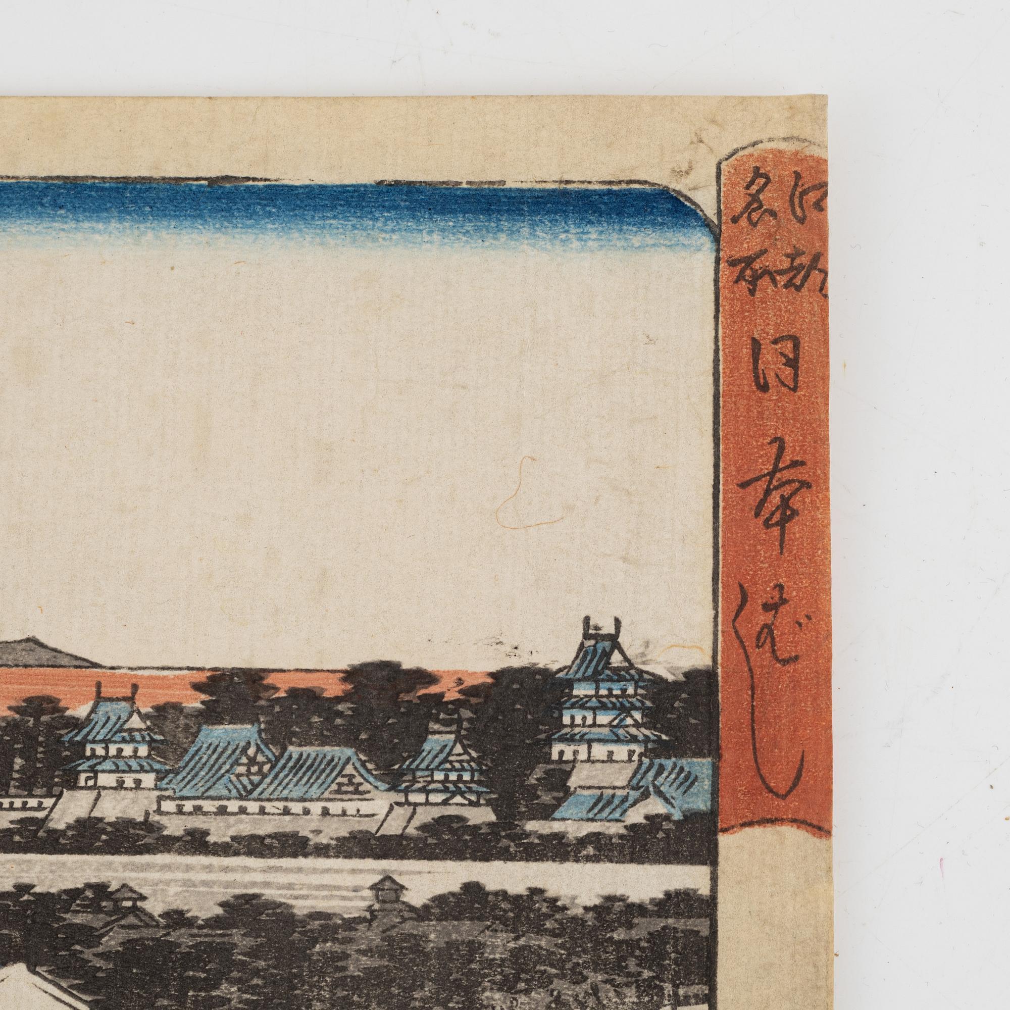Ando Utagawa Hiroshige, after, four woodblock prints.