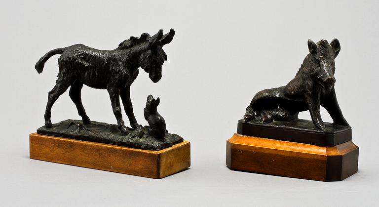 SKULPTURER, 2 st, brons, 1900-tal.