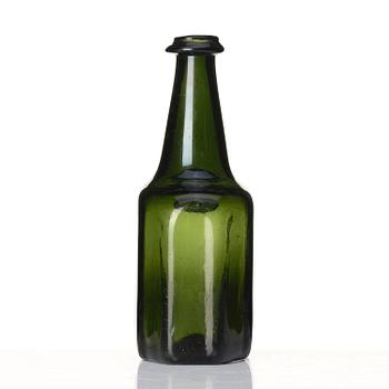 A green glass bottle flask, Henrikstorp, Sweden, 18th century.