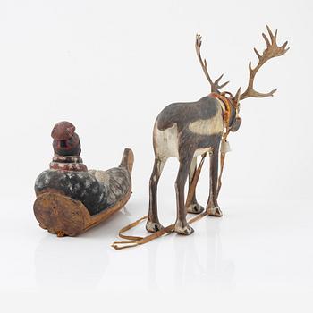 Nils Nilsson Skum, sculpture, painted wood & reindeer horn.