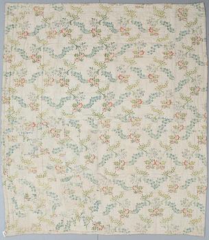 480. SILK BED COVER, quilted. Probably Swedish 18th century. 193 x 170 cm.