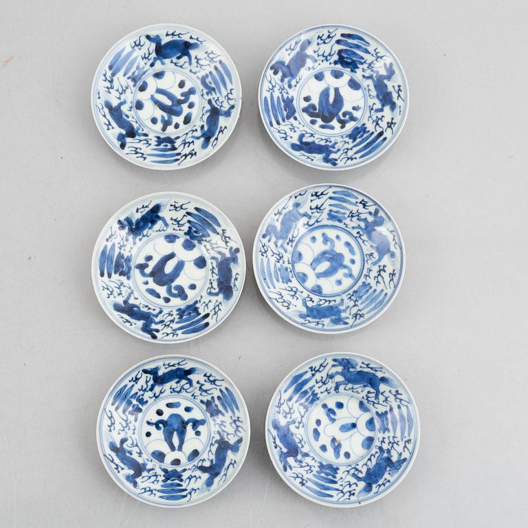 Fat, 6 st, porslin, Kina, sen Qingdynasti.
