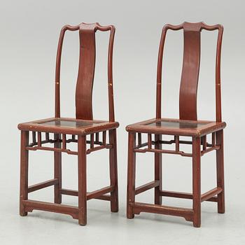 A Chinese desks and two 'Yoke-back' chairs, 20th Century.