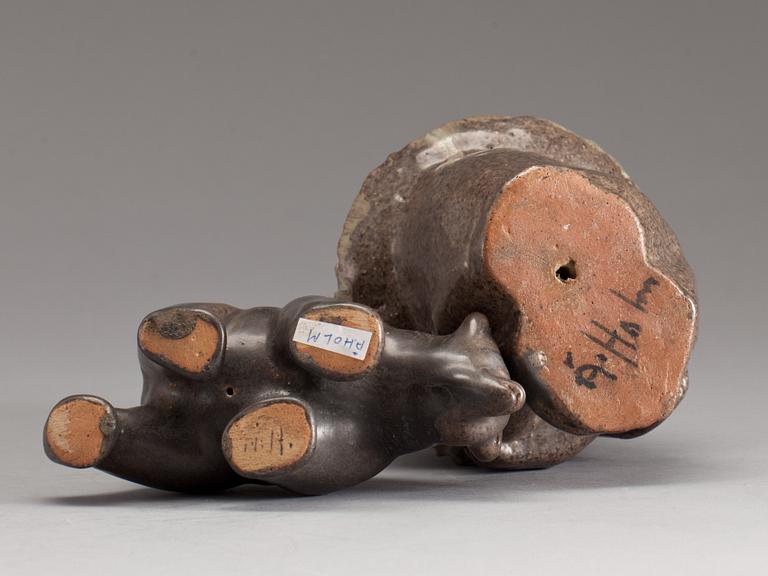 FIGURINER, 2 st, stengods, Åke Holm, 1900-tal.