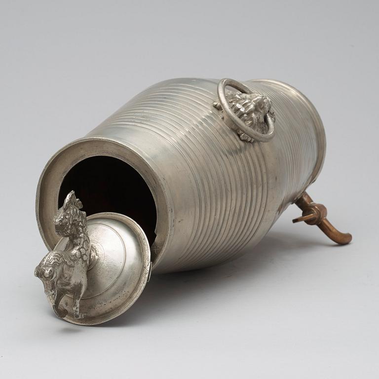 A pewter water cistern by I Buhrman 1779.