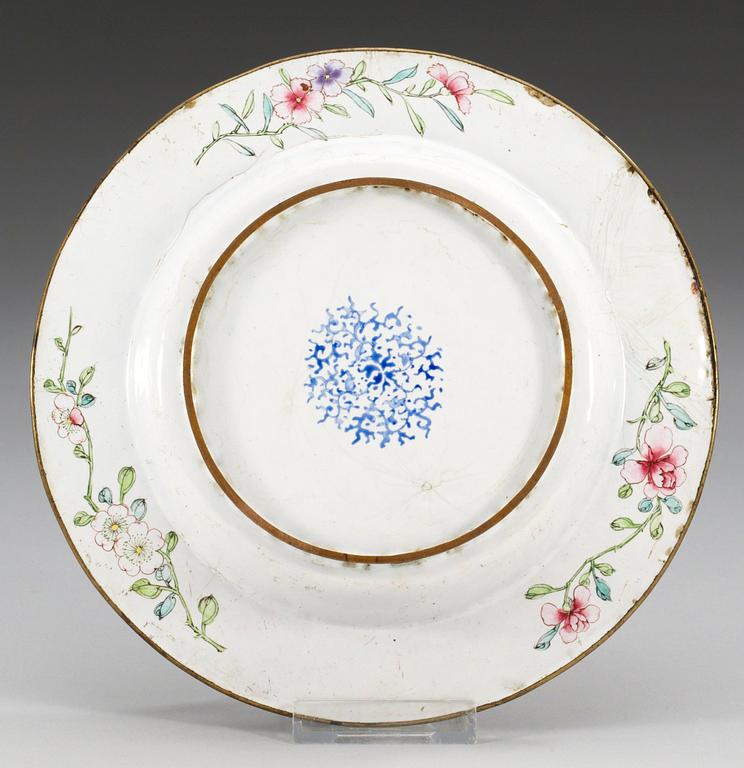 A famille rose enamel soup plate, Qing dynasty, Qianlong (1736-95).