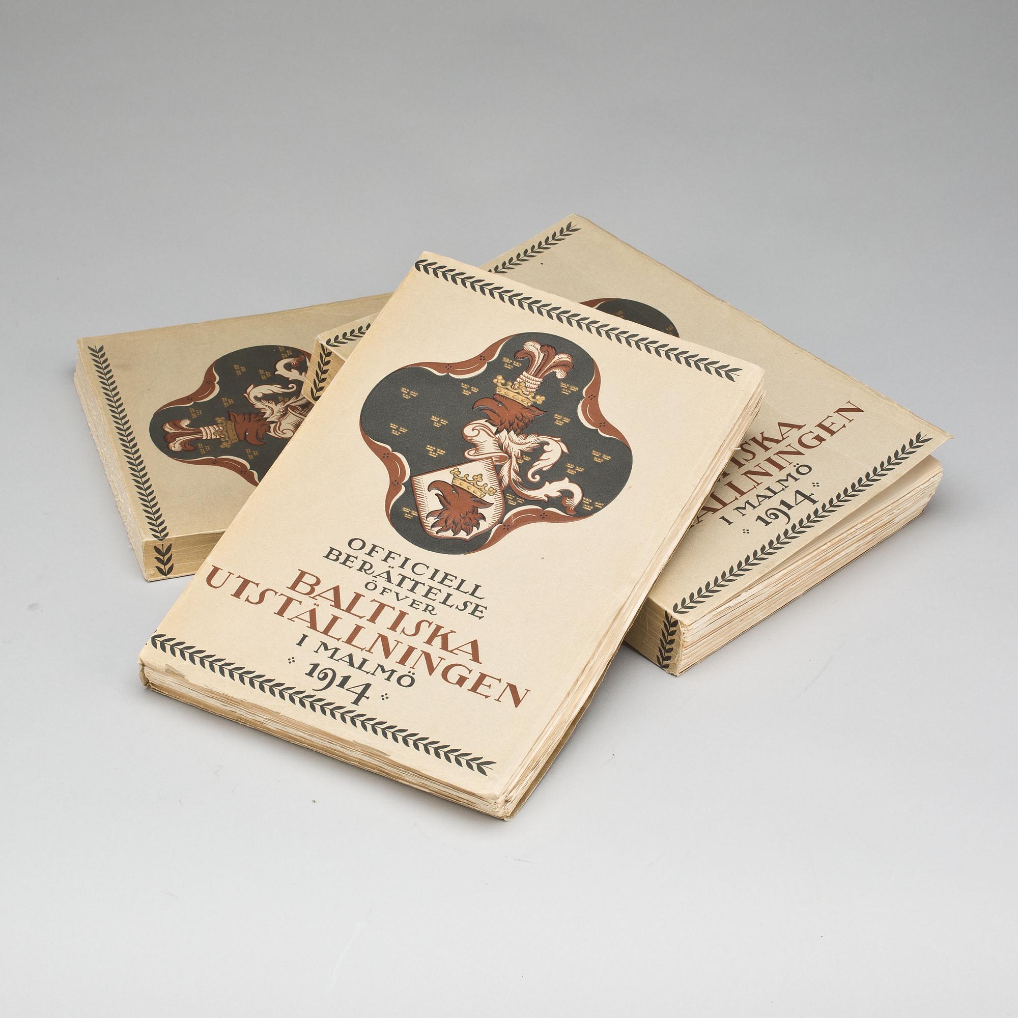 BOK, 3 vol. "Officiell berättelse öfver Baltiska utställningen Malmö 1914".