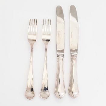 A 24-piece silver 'Chippendale' cutlery set, KPL, Finland 1998. In two original wooden boxes.