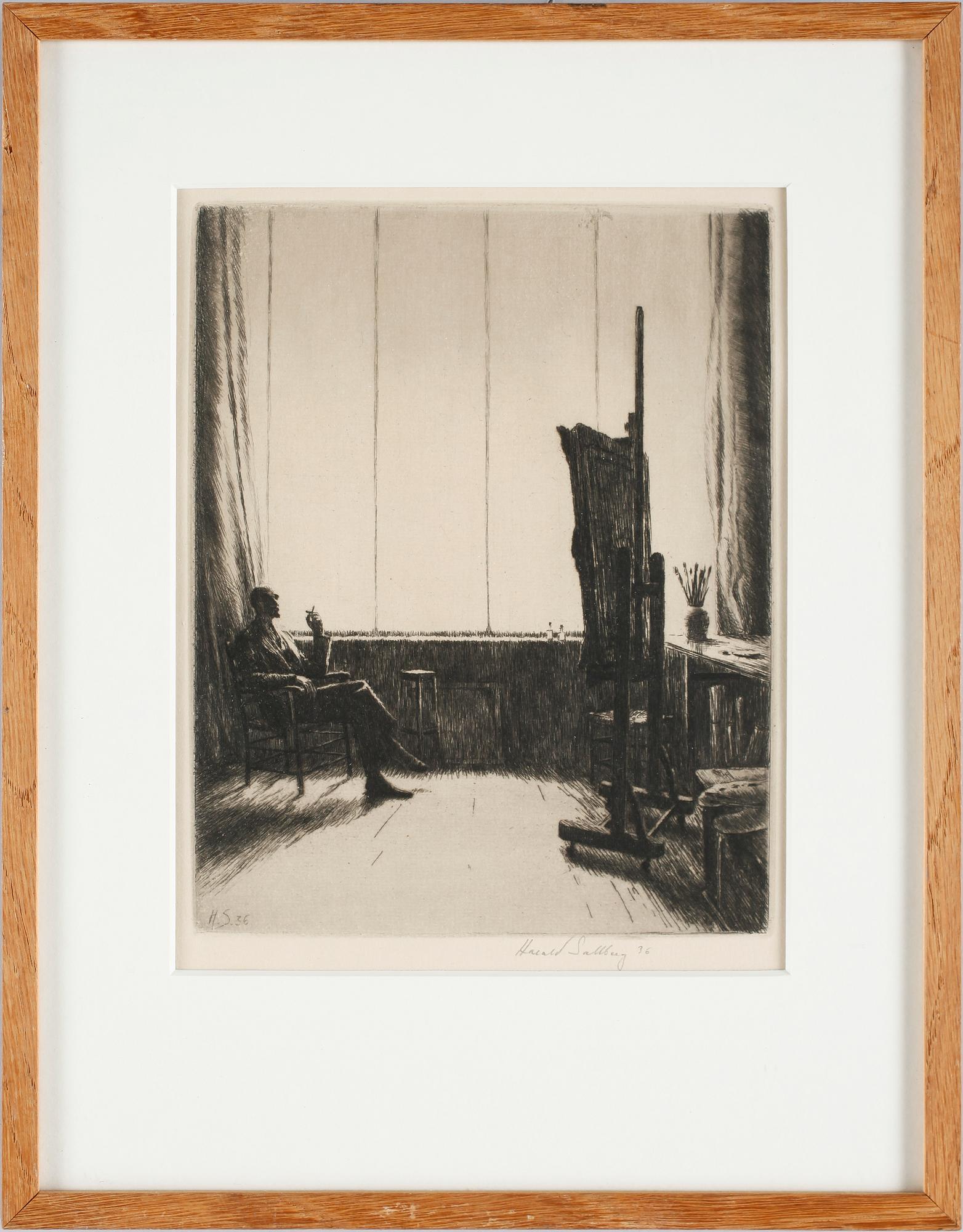 HARALD SALLBERG, etsningar, 2 st, blyertssign. o dat.