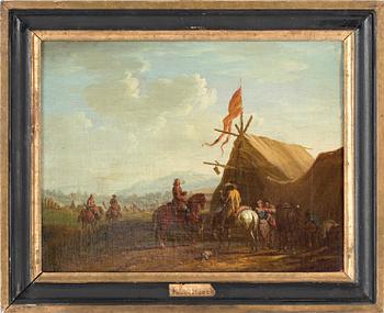 Robert van den Hoecke Tillskrivna, Fältläger med figurer och hästar.
