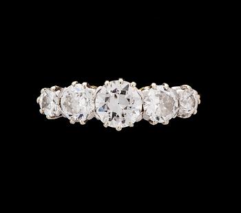 RING, W.A. Bolin, fem briljantslipade diamanter, tot. ca 1.50 ct. 1930-tal.