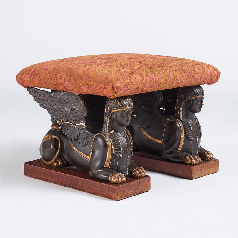 A late Gustavian style stool, 19th century.