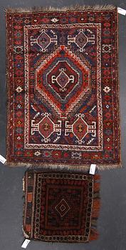 MATTA samt SADELVÄSKA, orientaliska, ca 145x105 resp 60x65.