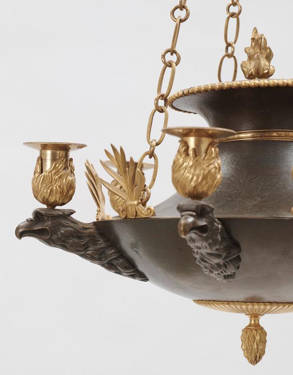 A Swedish Empire 19th century six-light hanging-lamp.