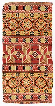 A, 19th century flat weave carrige cushion, c 102 x 51 cm, probably Järrestads district.