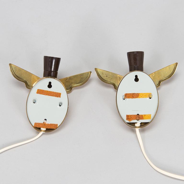 Vägglampor, ett par, Valinte, 1900-talets mitt.